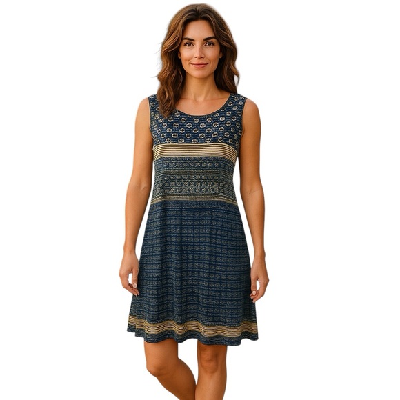 Max Edition Dresses & Skirts - Max Edition Casual Dress A-Line Scoop Neck Stripe/Abstract Print Size LP